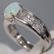 画像2: Pt900オパールダイヤモンドリング O0.86 D0.20 9.2g #10 (2)