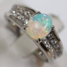 画像3: Pt900オパールダイヤモンドリング O0.86 D0.20 9.2g #10 (3)