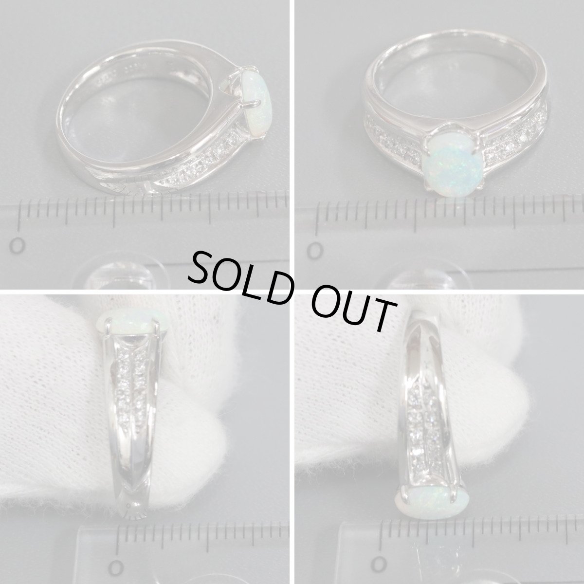 画像9: Pt900オパールダイヤモンドリング O0.86 D0.20 9.2g #10 (9)