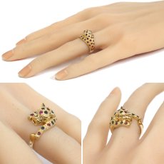 画像10: K18ルビーサファイアダイヤモンドリング パンサーモチーフ R0.41 S0.37 D0.01 6.7g #11 (10)