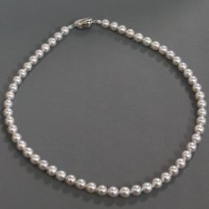 画像2: 無調色パールネックレス シルバー金具 7.0-7.5mm 43cm 鑑別書 (2)