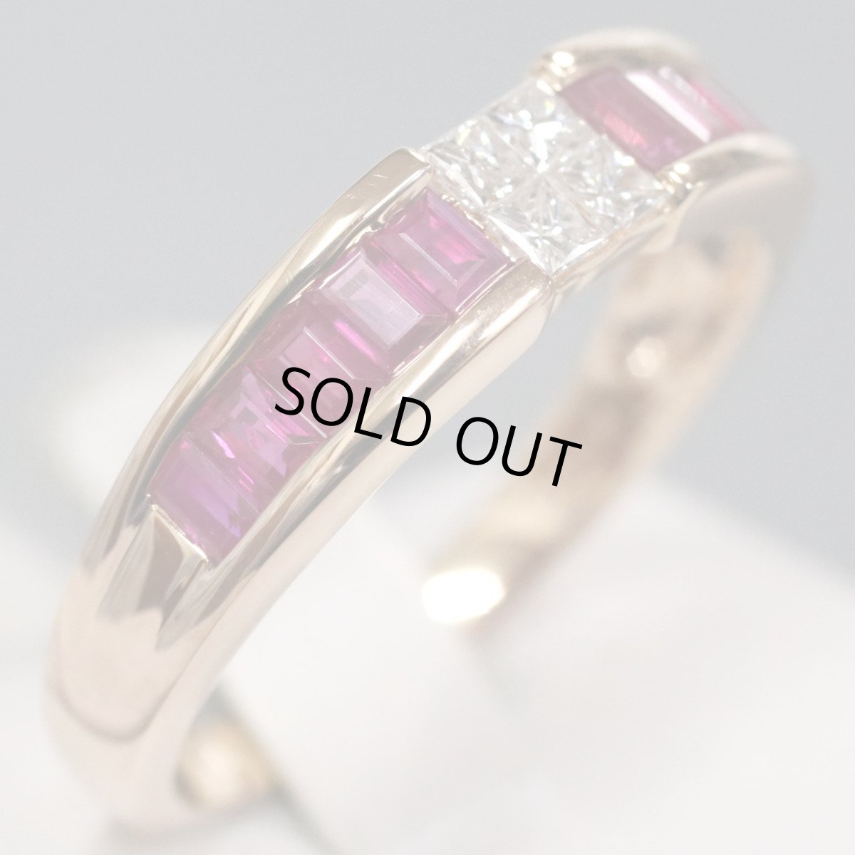 画像2: K18PGルビーダイヤモンドリング R0.93 D0.25 4.0g #17 ソーティング ピンクゴールド プリンセスカット (2)