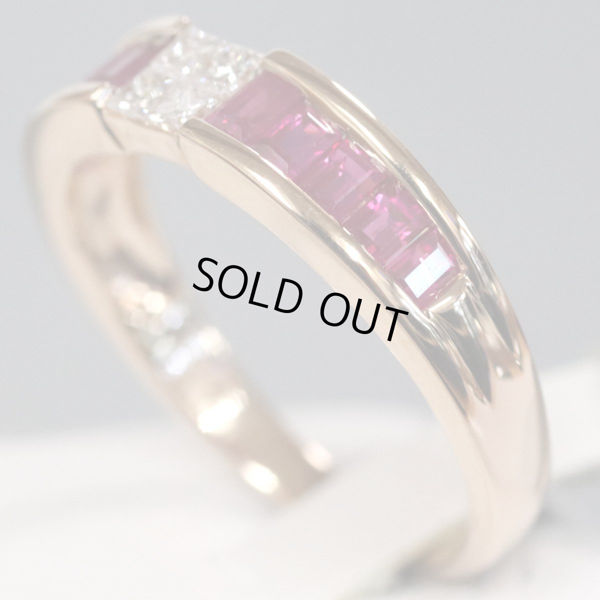 画像3: K18PGルビーダイヤモンドリング R0.93 D0.25 4.0g #17 ソーティング ピンクゴールド プリンセスカット (3)