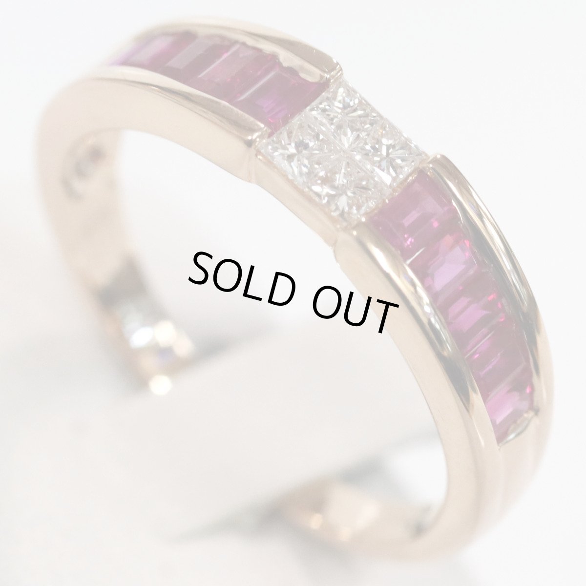 画像4: K18PGルビーダイヤモンドリング R0.93 D0.25 4.0g #17 ソーティング ピンクゴールド プリンセスカット (4)