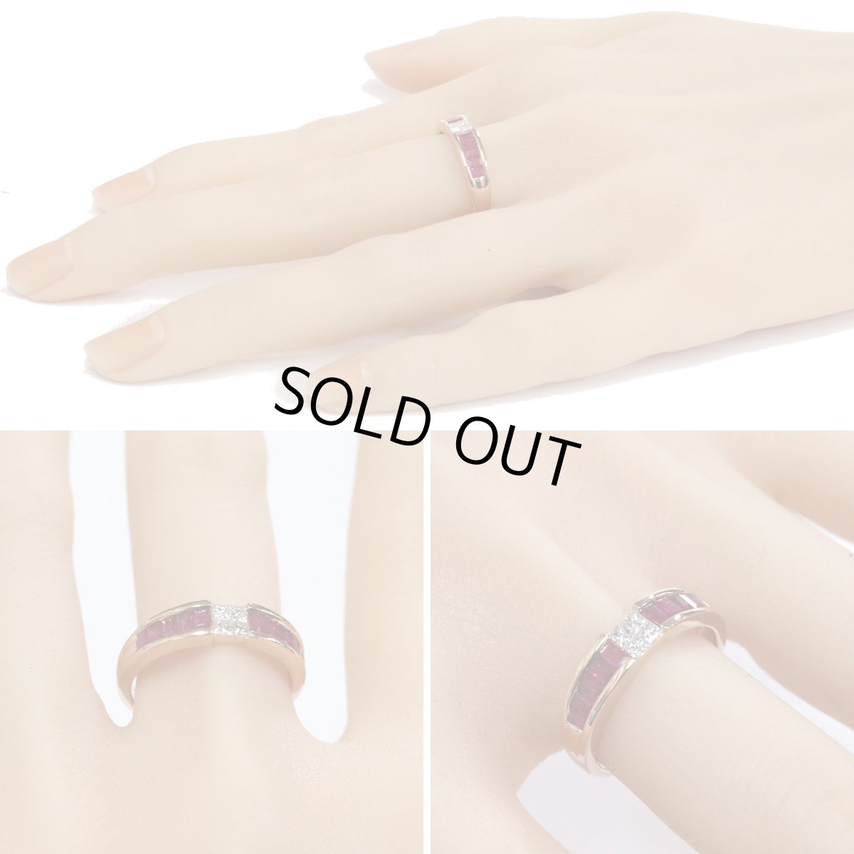 画像9: K18PGルビーダイヤモンドリング R0.93 D0.25 4.0g #17 ソーティング ピンクゴールド プリンセスカット (9)