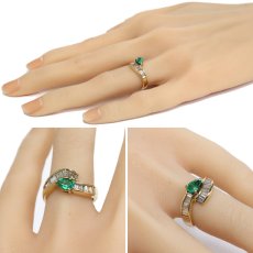 画像10: K18エメラルドダイヤモンドリング E0.50 D0.85 4.4g #9.5 (10)