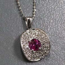 画像1: K18WGピンクサファイアダイヤモンドネックレス PS0.58 D0.22 4.5g AJ付45cm (1)