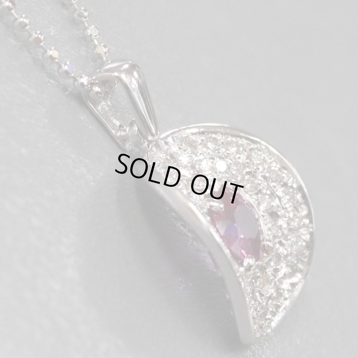 画像2: K18WGピンクサファイアダイヤモンドネックレス PS0.58 D0.22 4.5g AJ付45cm (2)