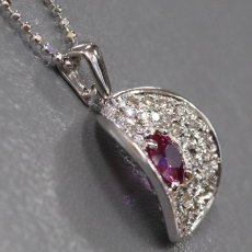 画像2: K18WGピンクサファイアダイヤモンドネックレス PS0.58 D0.22 4.5g AJ付45cm (2)