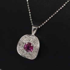画像6: K18WGピンクサファイアダイヤモンドネックレス PS0.58 D0.22 4.5g AJ付45cm (6)