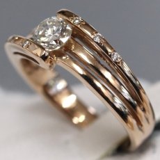 画像2: K18PGダイヤモンドリング D0.425 D0.03 4.7g #9 (2)