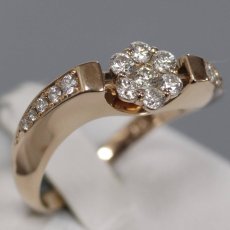 画像1: K18PGダイヤモンドリング フラワーモチーフ D0.40 4.6g #12 (1)