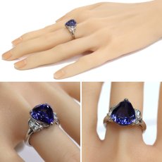 画像10: Pt900タンザナイトダイヤモンドリング TZ6.60 D0.37 9.2g #15.5 (10)
