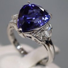 画像2: Pt900タンザナイトダイヤモンドリング TZ6.60 D0.37 9.2g #15.5 (2)