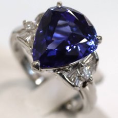 画像4: Pt900タンザナイトダイヤモンドリング TZ6.60 D0.37 9.2g #15.5 (4)