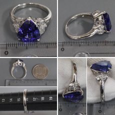 画像9: Pt900タンザナイトダイヤモンドリング TZ6.60 D0.37 9.2g #15.5 (9)