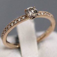 画像1: K18PGダイヤモンドリング D0.226 D0.08 2.2g #10 鑑定書 (1)