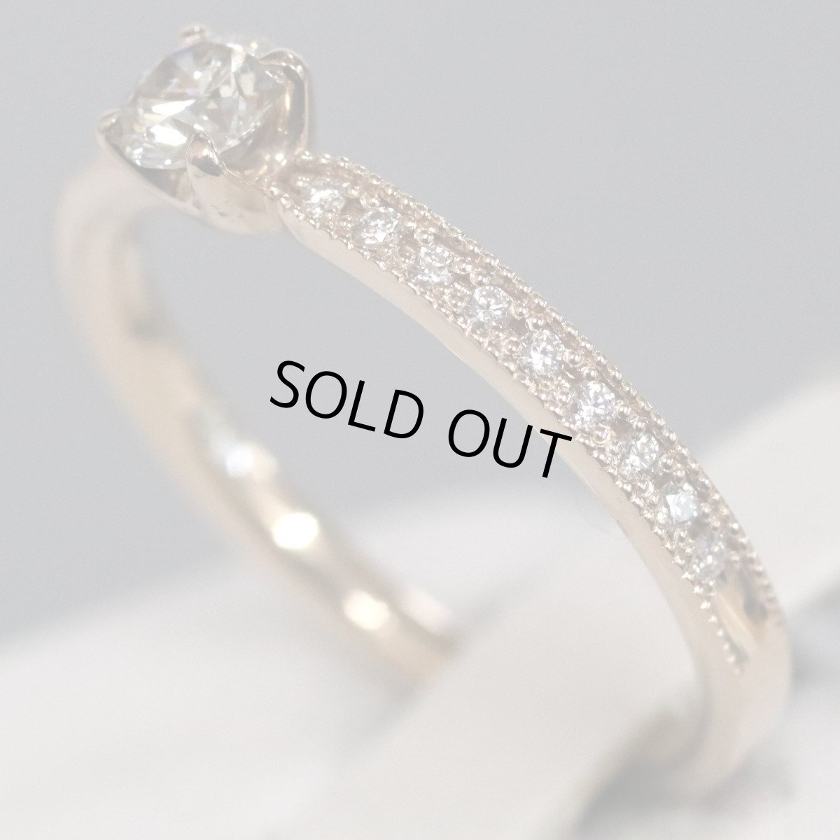 画像2: K18PGダイヤモンドリング D0.226 D0.08 2.2g #10 鑑定書 (2)