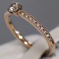 画像2: K18PGダイヤモンドリング D0.226 D0.08 2.2g #10 鑑定書 (2)