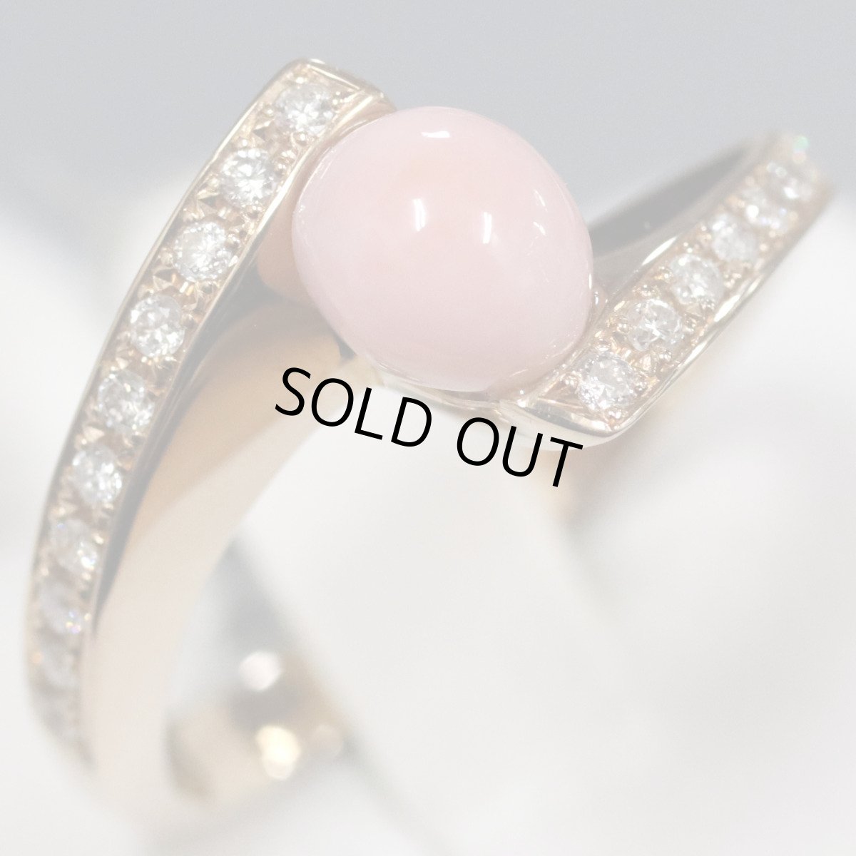 画像1: K18PGコンクパールダイヤモンドリング パール1.15 D0.17 4.5g #10.5 鑑別書 (1)