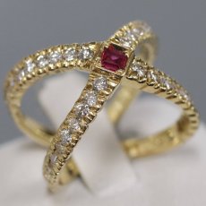 画像1: K18ルビーダイヤモンドリング R0.072 D0.624 4.8g #10 (1)