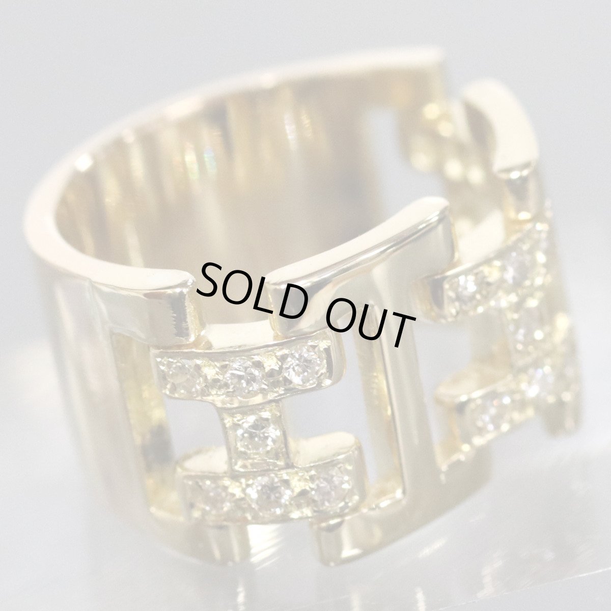 画像1: K18ダイヤモンドリング Hモチーフ 9.9g #9.5 (1)