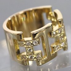 画像1: K18ダイヤモンドリング Hモチーフ 9.9g #9.5 (1)