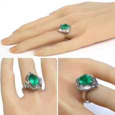 画像10: Pt900エメラルドダイヤモンドリング E2.96 D0.64 10.6g #12.5 (10)