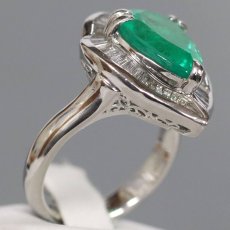 画像3: Pt900エメラルドダイヤモンドリング E2.96 D0.64 10.6g #12.5 (3)