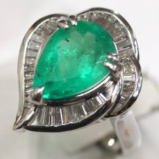 画像4: Pt900エメラルドダイヤモンドリング E2.96 D0.64 10.6g #12.5 (4)