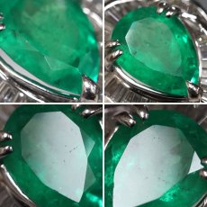 画像5: Pt900エメラルドダイヤモンドリング E2.96 D0.64 10.6g #12.5 (5)