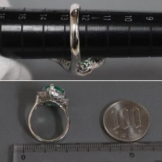 画像8: Pt900エメラルドダイヤモンドリング E2.96 D0.64 10.6g #12.5 (8)