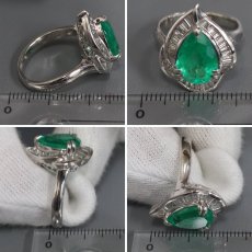 画像9: Pt900エメラルドダイヤモンドリング E2.96 D0.64 10.6g #12.5 (9)