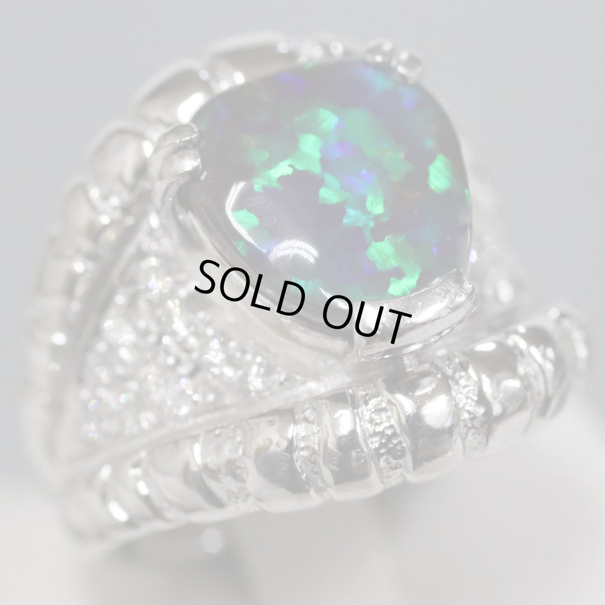 画像1: Pt900ブラックオパールダイヤモンドリング BkO4.02 D0.38 22.7g #16 (1)