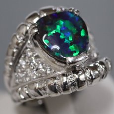 画像1: Pt900ブラックオパールダイヤモンドリング BkO4.02 D0.38 22.7g #16 (1)