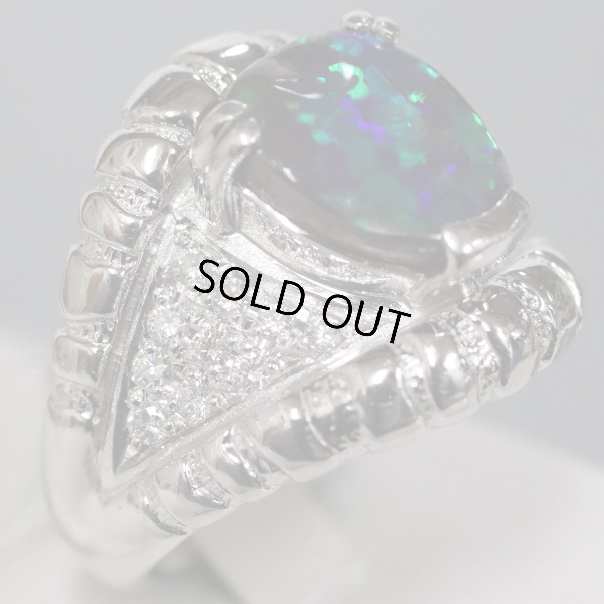 画像2: Pt900ブラックオパールダイヤモンドリング BkO4.02 D0.38 22.7g #16 (2)