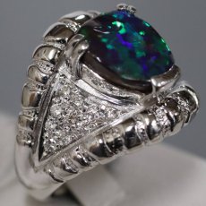 画像2: Pt900ブラックオパールダイヤモンドリング BkO4.02 D0.38 22.7g #16 (2)