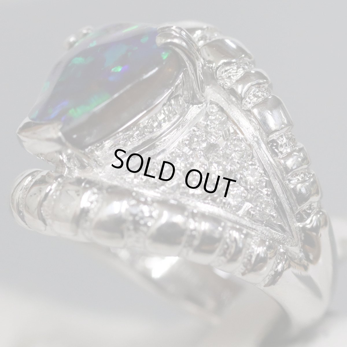 画像3: Pt900ブラックオパールダイヤモンドリング BkO4.02 D0.38 22.7g #16 (3)