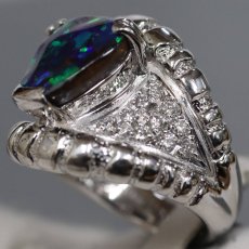 画像3: Pt900ブラックオパールダイヤモンドリング BkO4.02 D0.38 22.7g #16 (3)