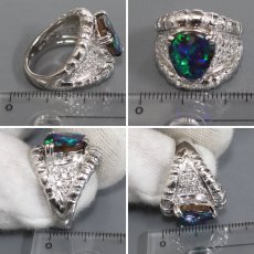 画像9: Pt900ブラックオパールダイヤモンドリング BkO4.02 D0.38 22.7g #16 (9)