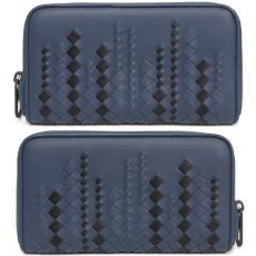 画像1: ボッテガ・ヴェネタ イントレチャート ラウンドファスナー長財布 (1)