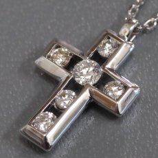 画像3: ヴァンドーム K18WGダイヤモンドネックレス クロスモチーフ D0.32 4.3g 43cm (3)