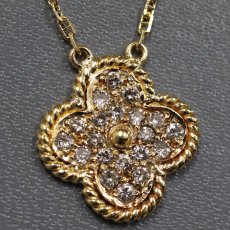 画像1: K18/750ダイヤモンドネックレス クローバーモチーフ D0.41 4.3g 40cm (1)