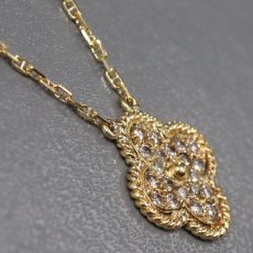 画像2: K18/750ダイヤモンドネックレス クローバーモチーフ D0.41 4.3g 40cm (2)