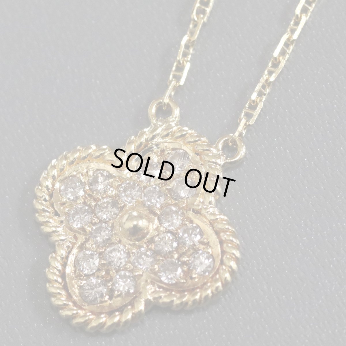 画像3: K18/750ダイヤモンドネックレス クローバーモチーフ D0.41 4.3g 40cm イエローゴールド 花 (3)