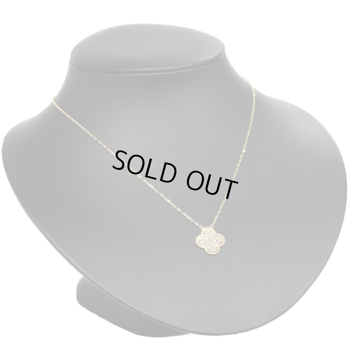 画像6: K18/750ダイヤモンドネックレス クローバーモチーフ D0.41 4.3g 40cm イエローゴールド 花 (6)