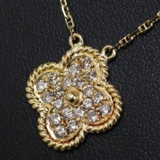 画像7: K18/750ダイヤモンドネックレス クローバーモチーフ D0.41 4.3g 40cm (7)