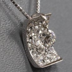 画像2: K18WGダイヤモンドネックレス D0.329 D0.50 3.0g AJ付44cm (2)