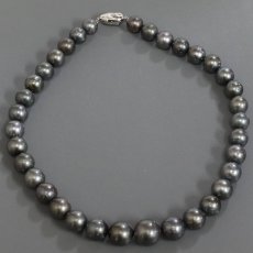 画像2: 南洋ブラックパールネックレス SILVER925金具 10.3-15.0mm 41cm (2)