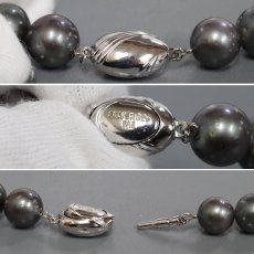 画像8: 南洋ブラックパールネックレス SILVER925金具 10.3-15.0mm 41cm (8)